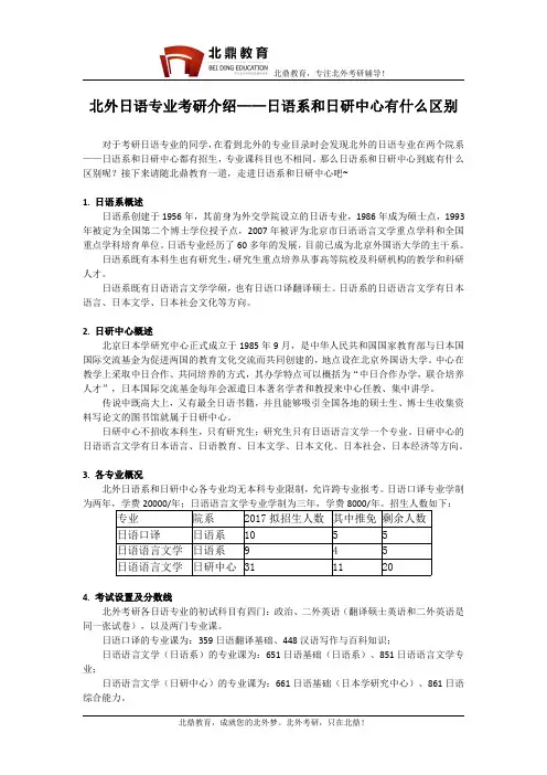 北京外国语大学日语考研——日语系和日研中心