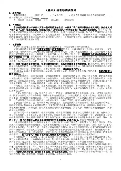 安徽中考名著复习《童年》《鲁滨逊漂流记》