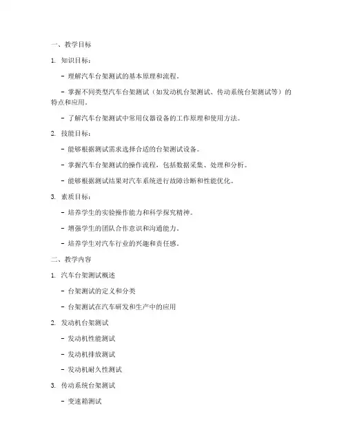 汽车台架测试教学设计方案