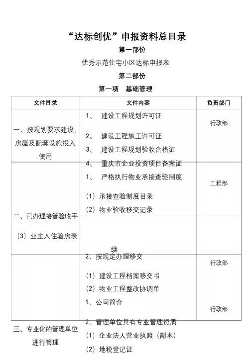 创优资料准备