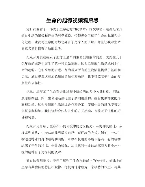 生命的起源视频观后感