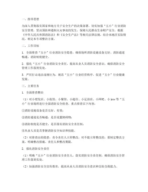 五小行业专项整治方案