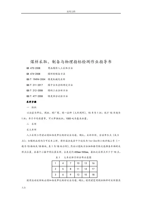 煤样、焦炭采取、制备作业指导书
