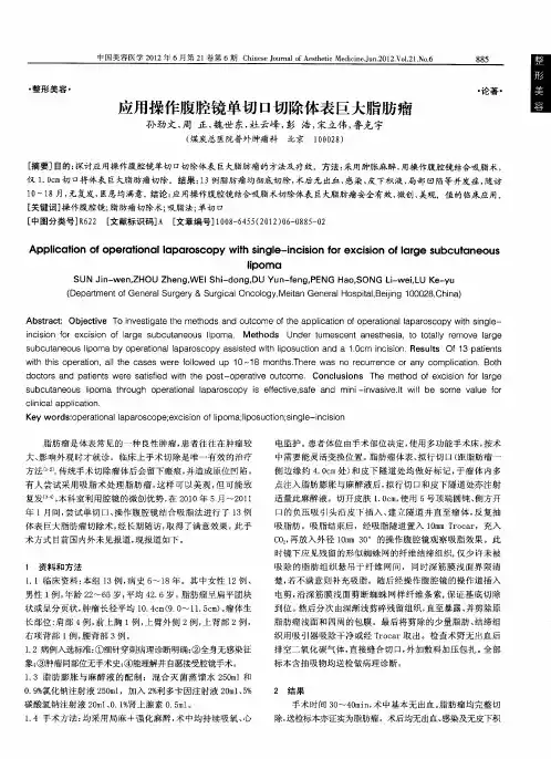 应用操作腹腔镜单切口切除体表巨大脂肪瘤