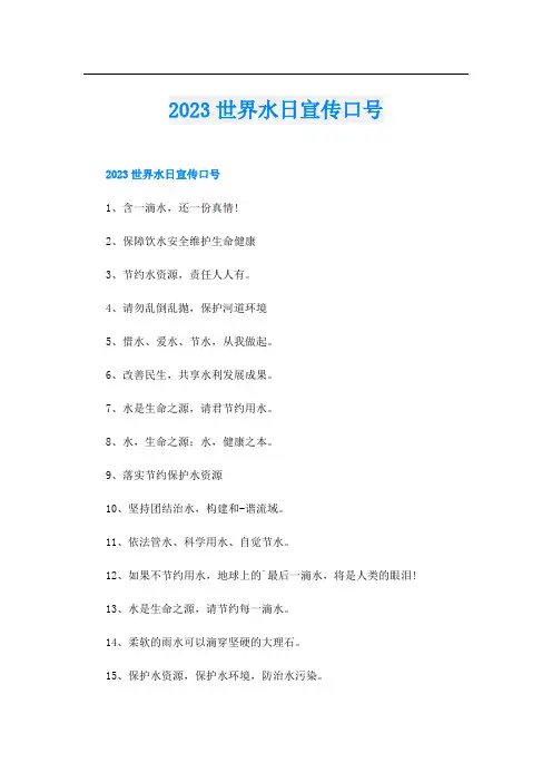 2023世界水日宣传口号
