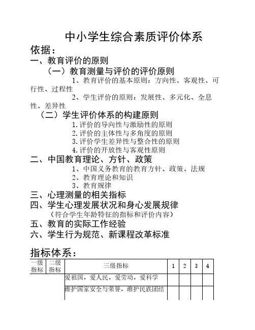 中小学生综合素质评价体系