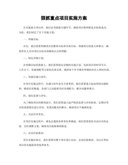 狠抓重点项目实施方案