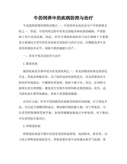 牛的饲养中的疾病防控与治疗