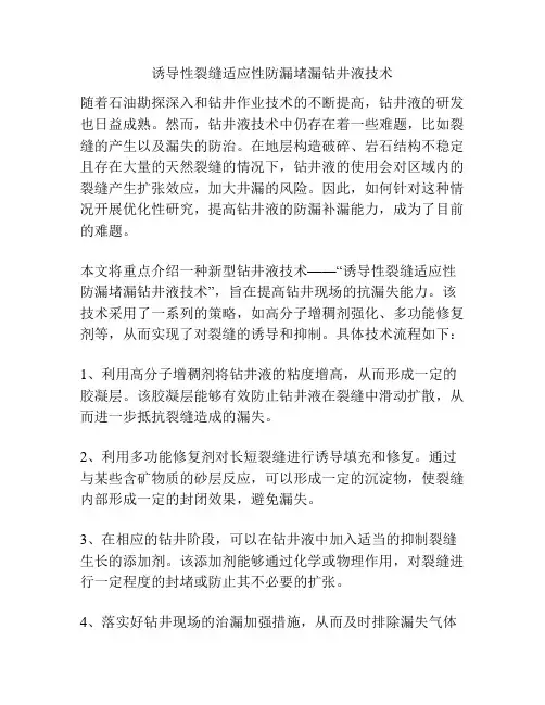 诱导性裂缝适应性防漏堵漏钻井液技术