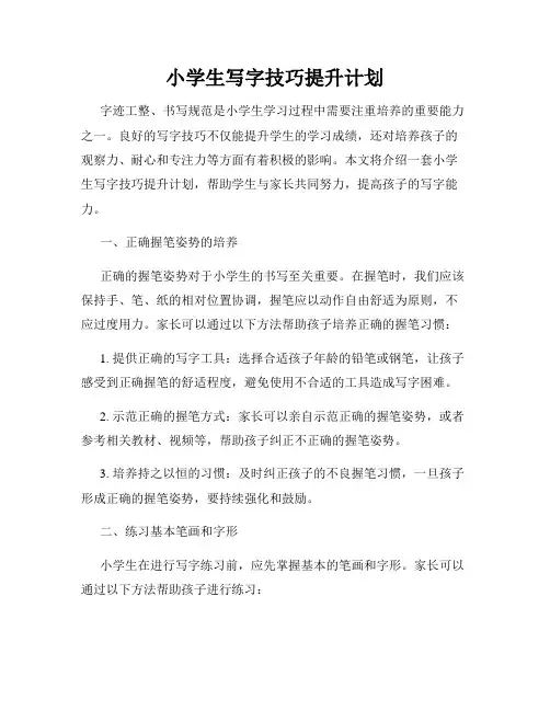小学生写字技巧提升计划