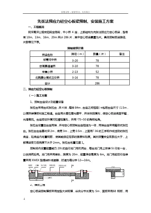 先张法预应力砼空心板梁预制安装施工方案
