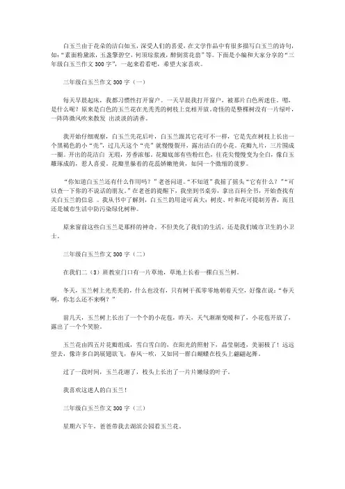 三年级白玉兰作文300字