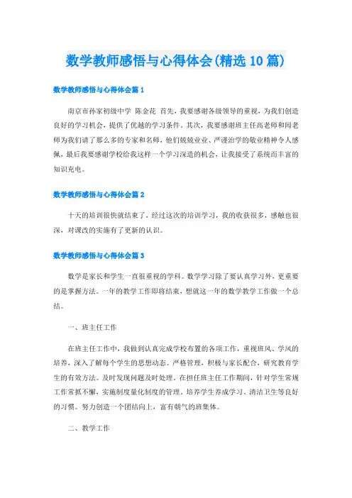 数学教师感悟与心得体会(精选10篇)
