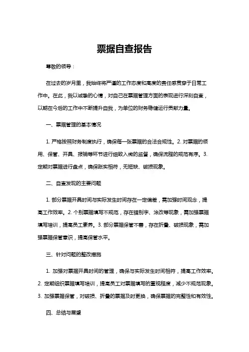 【自查报告】票据自查报告