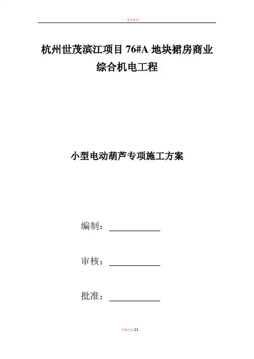 小型电动葫芦吊装方案