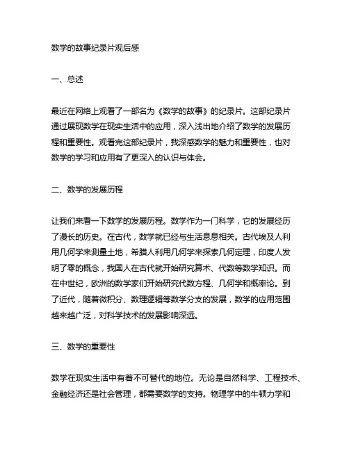 数学的故事纪录片观后感3000字
