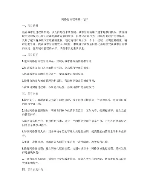 网格化治理项目计划书