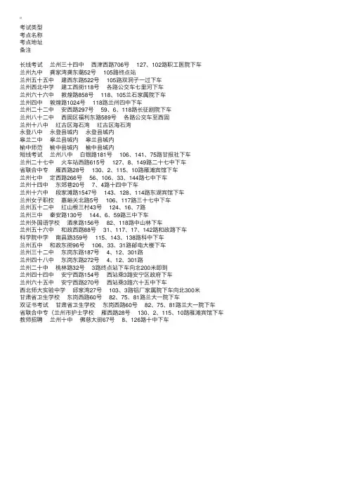 甘肃兰州2011年4月自考考点乘车路线