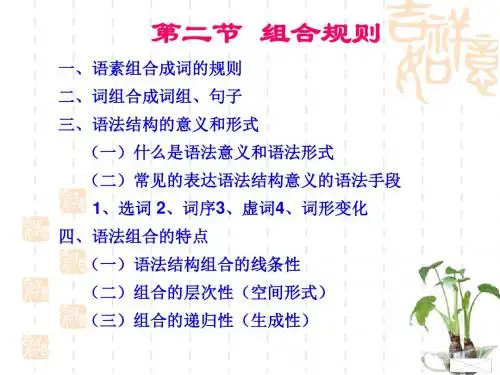 一、语素组合成词的规则二、词组合成词组、句子三、语法结