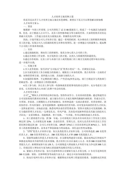 人才培养方案范例5篇