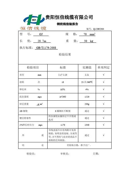 钢绞线检验报告