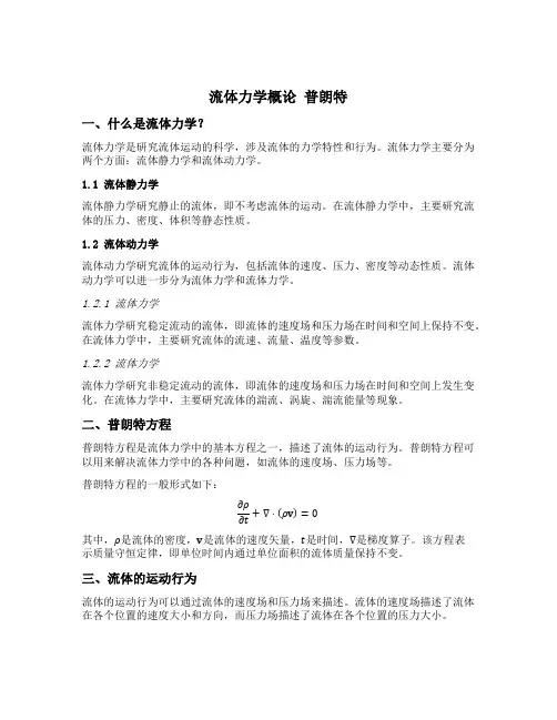 流体力学概论 普朗特
