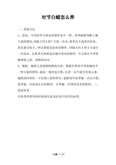 对节白蜡怎么养 