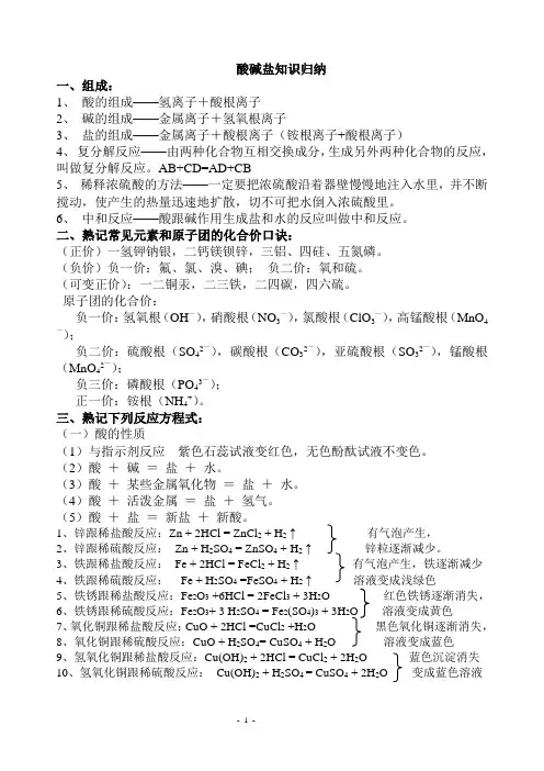 常见酸碱盐知识归纳