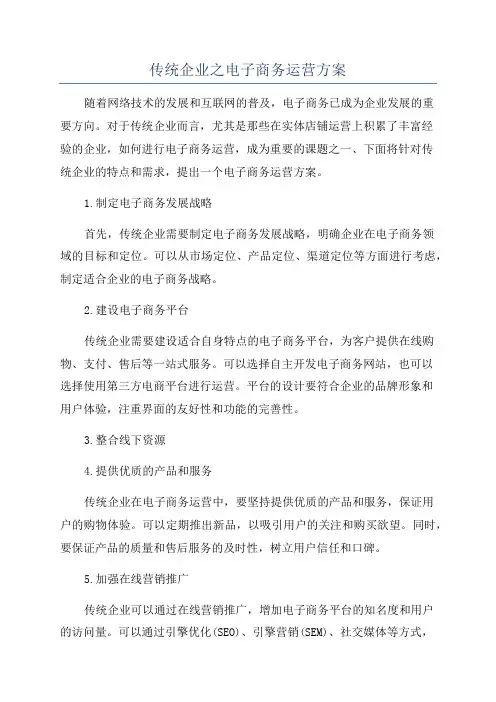 传统企业之电子商务运营方案