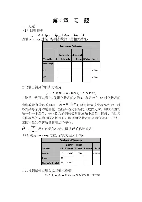 数据分析(梅长林)习题题答案