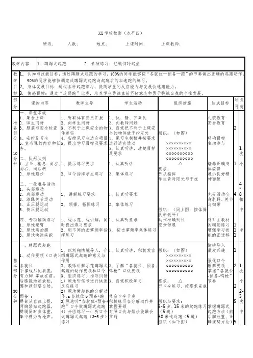 蹲踞式起跑教案