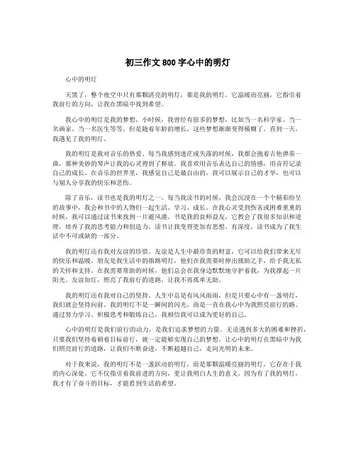初三作文800字心中的明灯