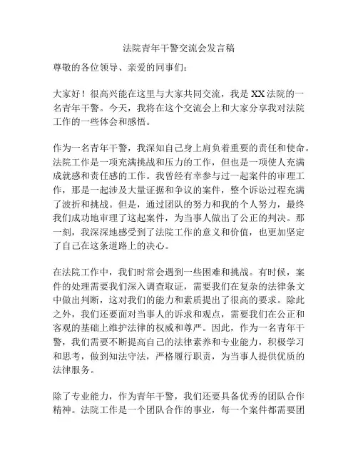 法院青年干警交流会发言稿