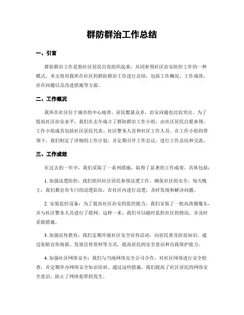 群防群治工作总结