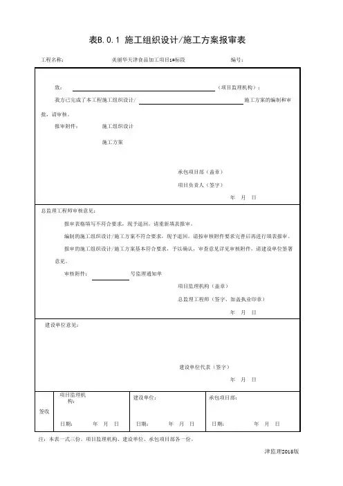 001-表B.0.1 施工组织设计施工方案报审表