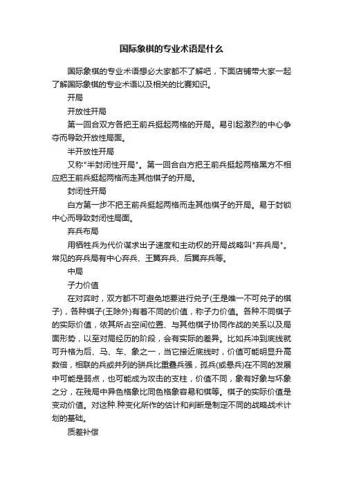国际象棋的专业术语是什么