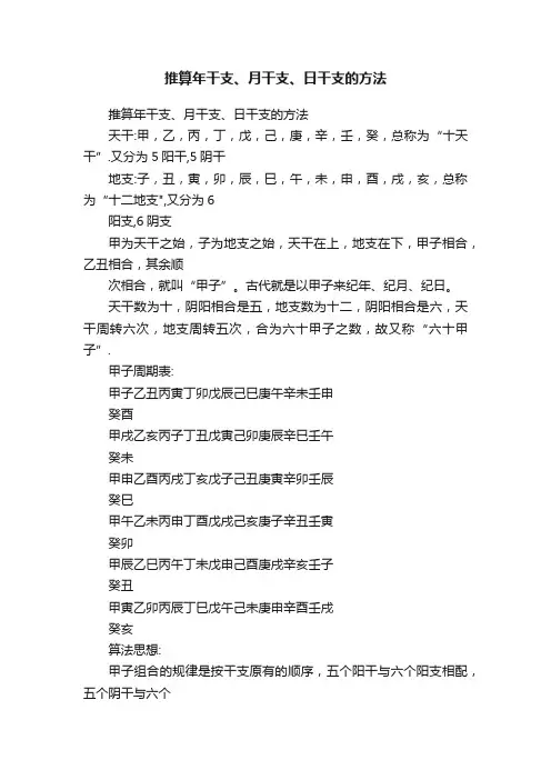 推算年干支、月干支、日干支的方法