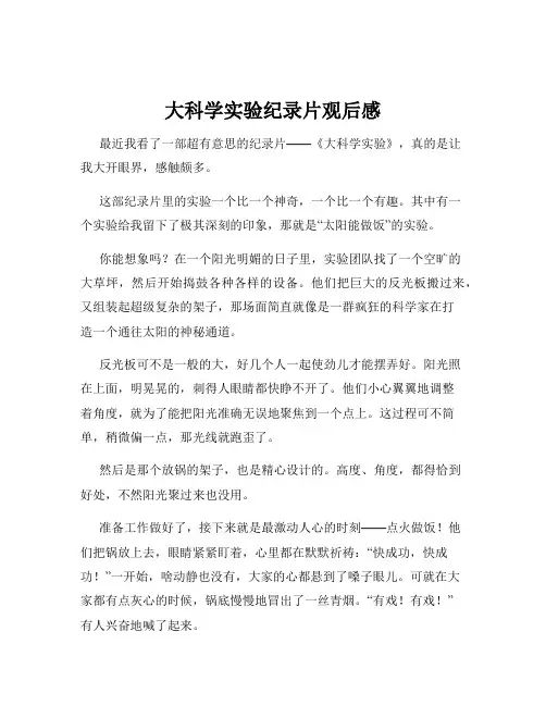 大科学实验纪录片观后感