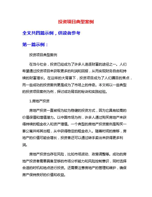 投资项目典型案例