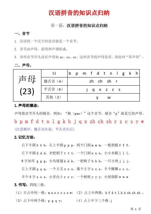 拼音知识归纳(详细)