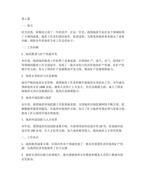 地质专业年度总结报告(3篇)