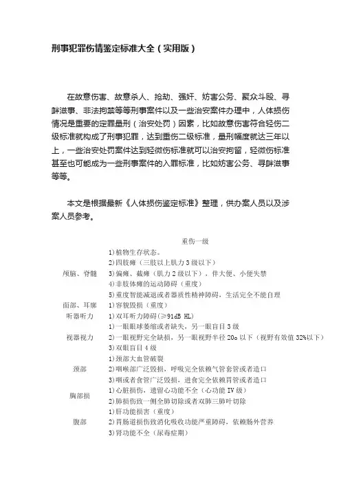 刑事犯罪伤情鉴定标准大全（实用版）