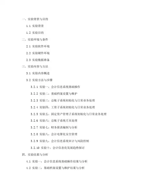 会计实验报告目录