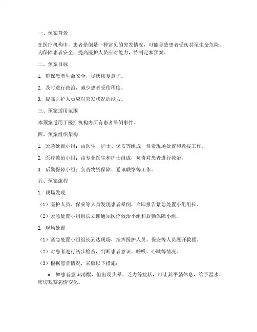 患者晕倒应急预案脚本