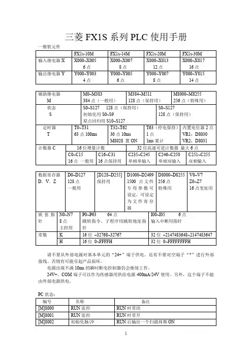 三菱fx1s系列plc使用手册