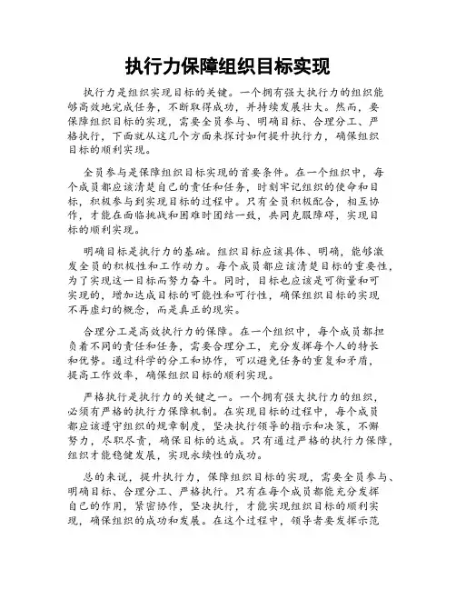 执行力保障组织目标实现