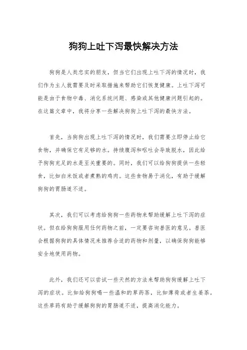 狗狗上吐下泻最快解决方法
