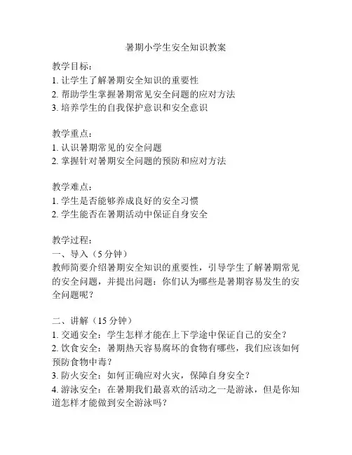 暑期小学生安全知识教案