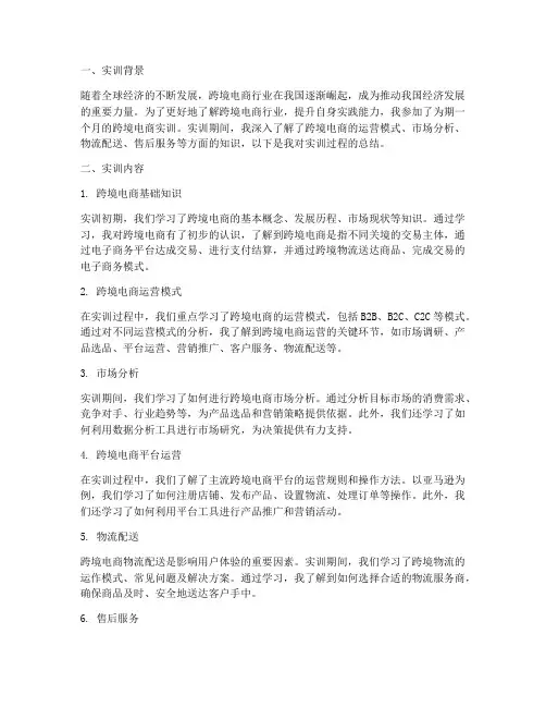 跨境电商实训周记报告