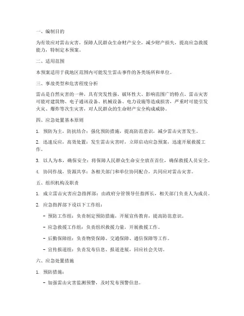 雷击的专项应急预案